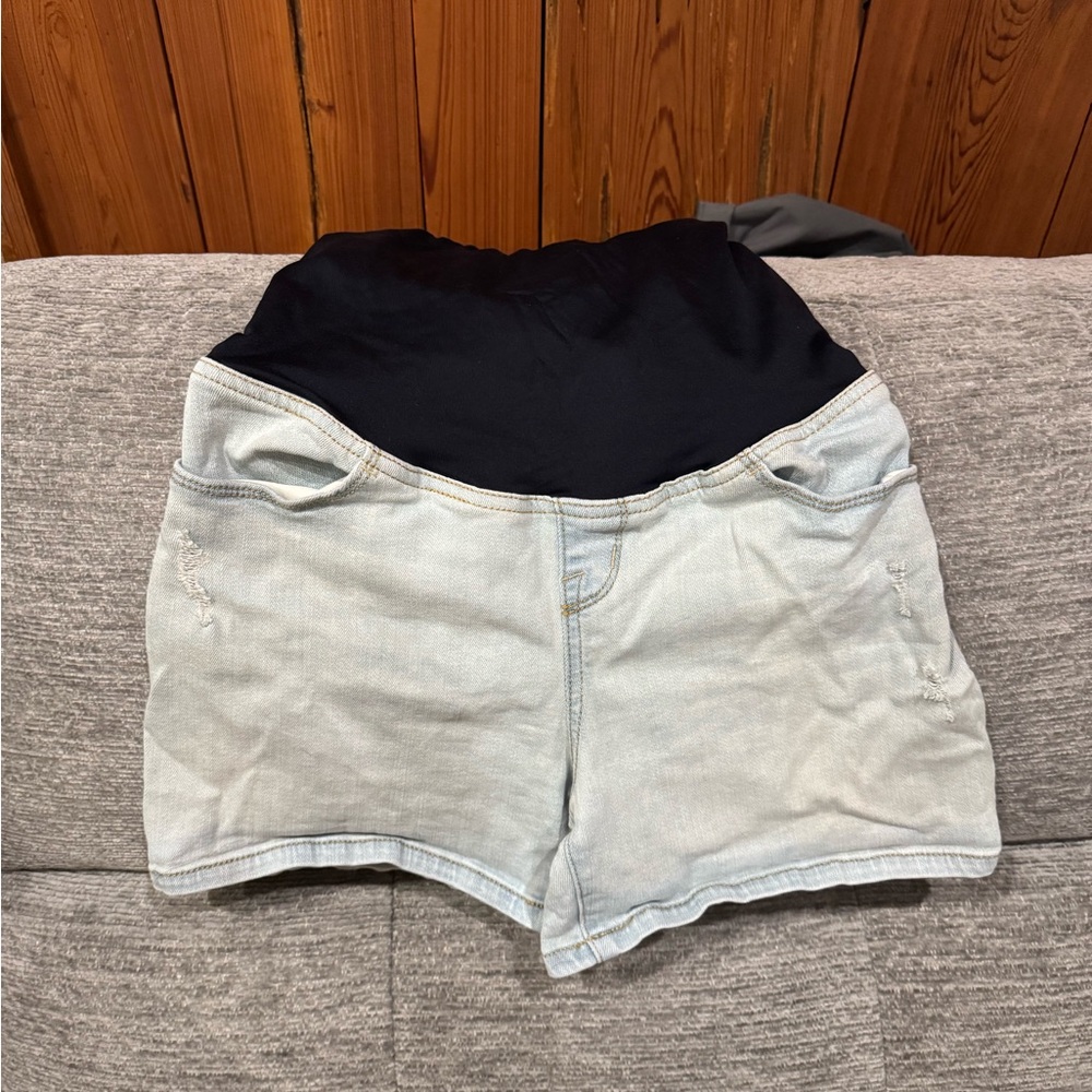 Isabel Women's Light Blue Denim Maternity Shorts